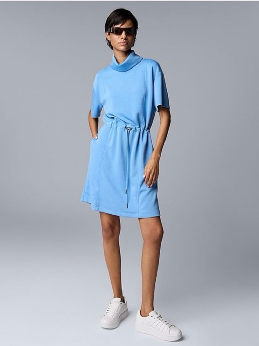 NEW…Simply Vera Vera Wang Sky Blue Turtleneck Drawstring Dress